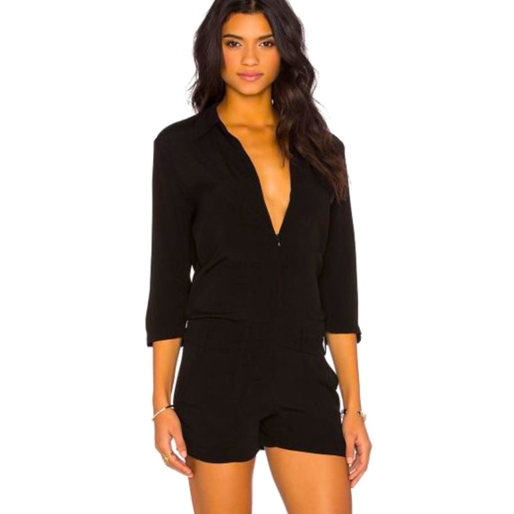 Black Monrow zip up romper from Revolve. New.